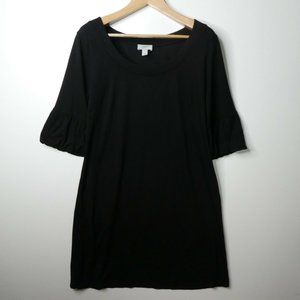Ann Taylor Loft Dress Women’s 16 Black Ruffle Balloon Sleeve Round Neck